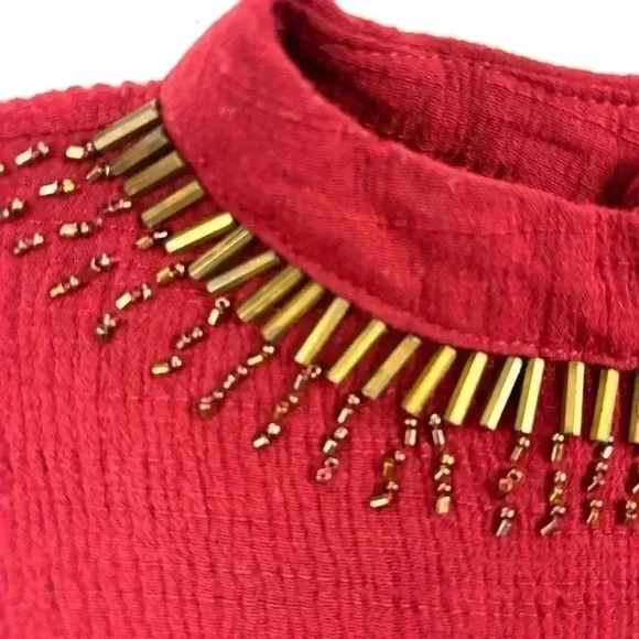 Dance & Marvel Maroon Embellished Crop Neck Open Back Sleeveless Crop Top Size M - Picture 6 of 13